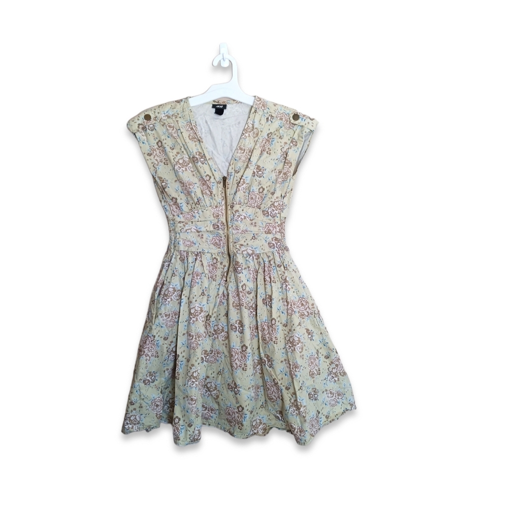 H&M Retro 40s Style Floral Cottagecore Zip Front  Dress Women's Size 2